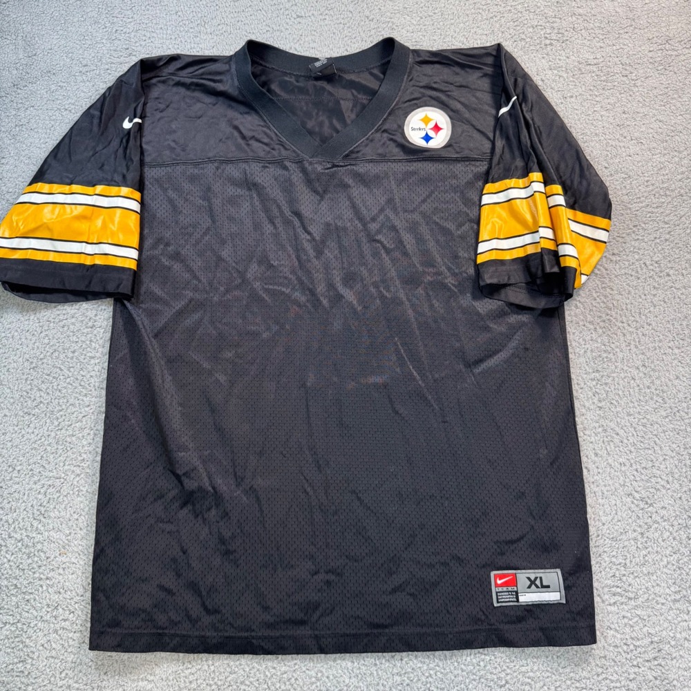 Nike Team Pittsburgh Steelers NFL Jersey Mens XL Black‎ Mesh V-Neck Made in USA